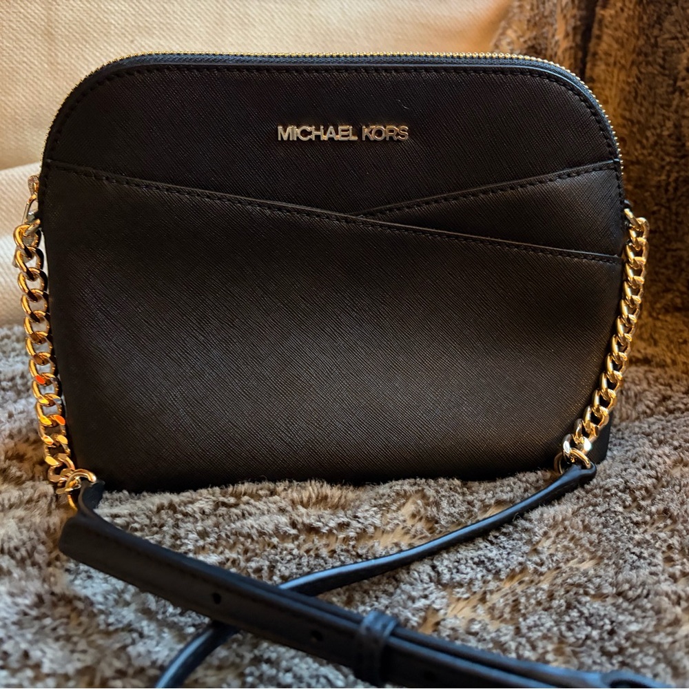 Michael Kors Black Crossbody with Gold Chain